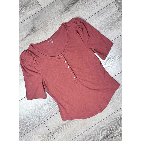 Anthropologie Puff Sleeve Henley Top - Picture 4 of 14